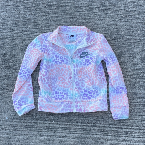 Nike Other - Nike Girls Pastel Leopard Animal Print Full zip up jacket hooded Size XS/4 Girly